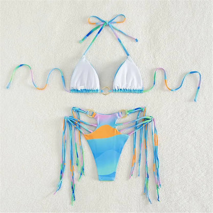 Radiant Gradient Snake Print Bikini Set