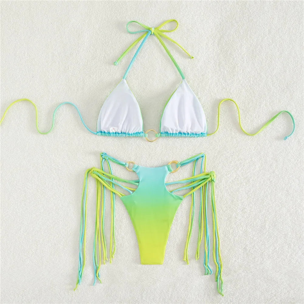 Radiant Gradient Snake Print Bikini Set