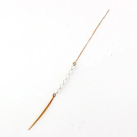 Elegant Simple Oval Pearl Long Chain Threader Earrings  with Long Needle Earrings Jewelry lulusport1