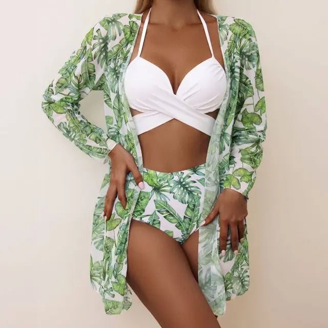 Printed Swimwear High Waist Summer Strappy Bathing Suit Beach Wear seaula