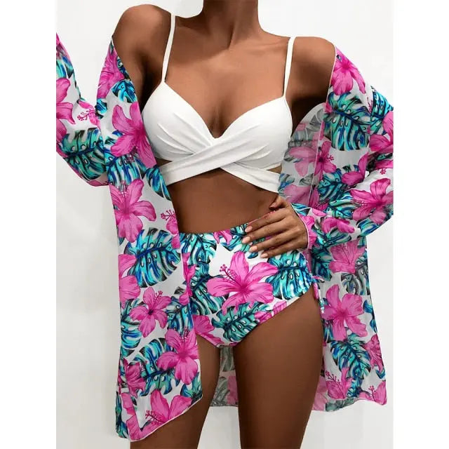 Printed Swimwear High Waist Summer Strappy Bathing Suit Beach Wear seaula