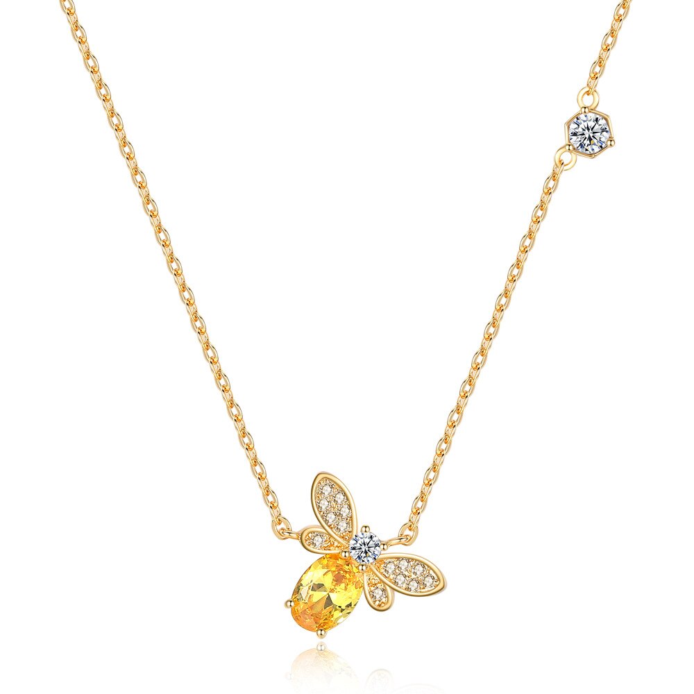 Small Bee Dripping Oil Ladies Necklace lulusport1