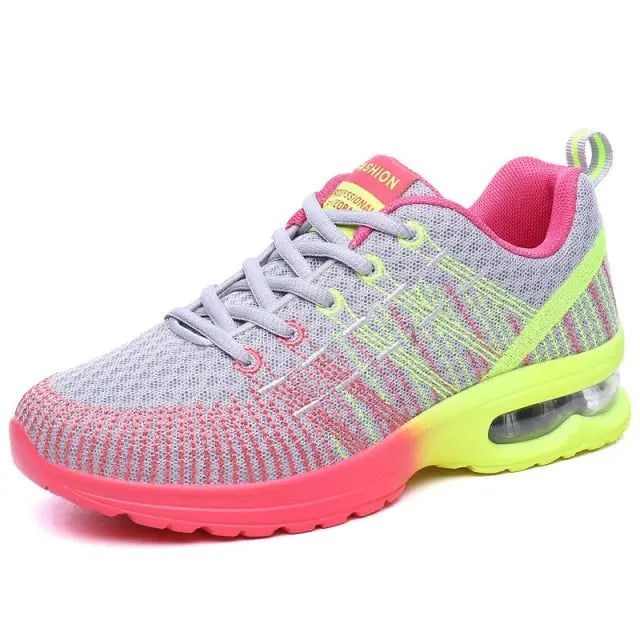 Women Air Cushion Lace-up Breathable Athletic Running Shoes lulusport1
